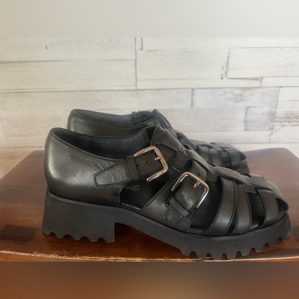 Free People Black Strappy Chunky Fisherman Sandals - Picture 3 of 14
